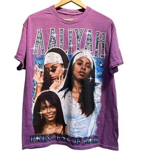 Aaliyah 100% Cotton Short Sleeve T Shirt Purple New Size Medium